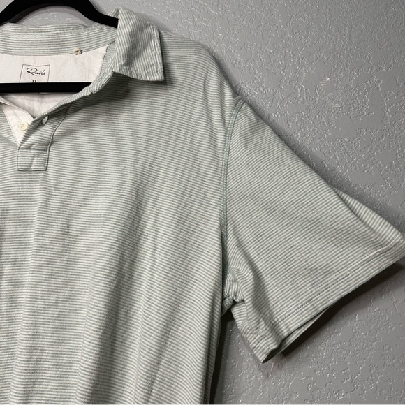 Rails Sebastian Blue Stripe‎ Polo Seafoam Short Sleeve Cotton Summer - Picture 3 of 10